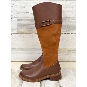 Clarks Collection Womens 7 Maye Carly Tall Riding Boots Tan Brown Leather